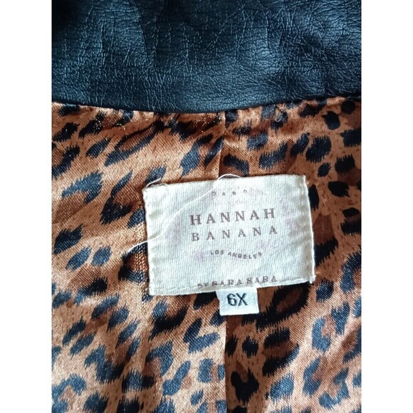 Hannah Banana Leather Jacket Size 6X Cheetah Animal Interior Girls Faux Leather - Picture 3 of 9